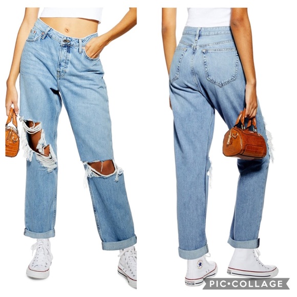 topshop ripped straight jeans